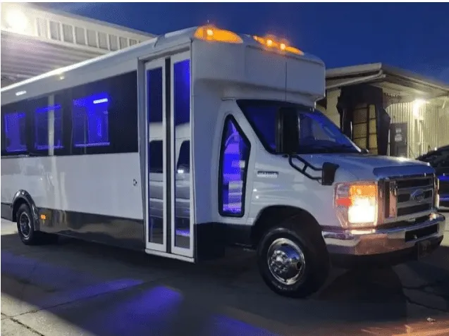 Limousine Bus exterior for party bus rental in Kenner, LA Limousine Bus exterior for party bus rental in Kenner, LA