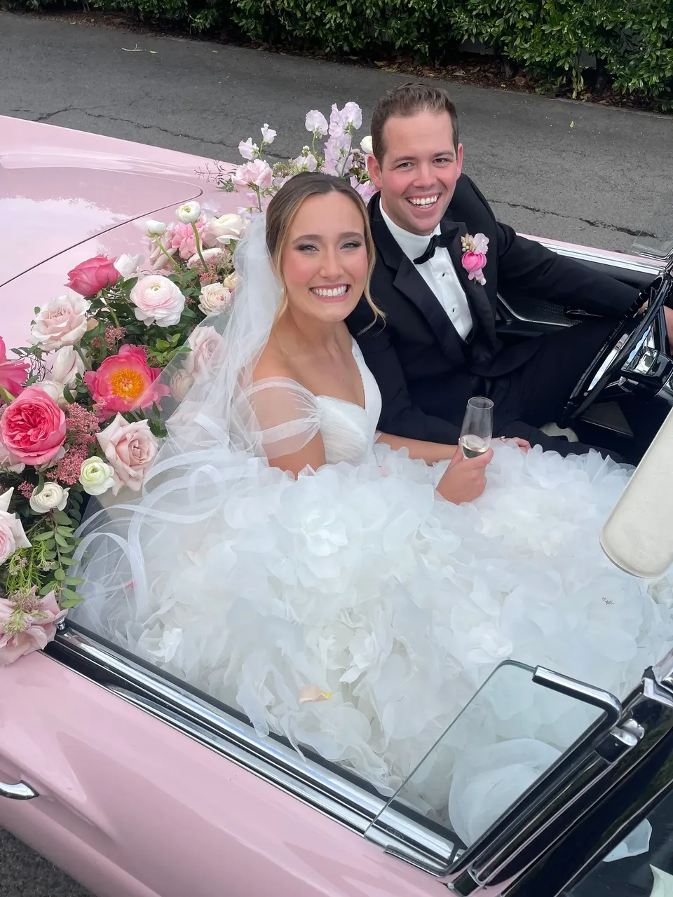 Pink 1957 Ford T-Bird, photo 4 for wedding car rental in Burbank, CA