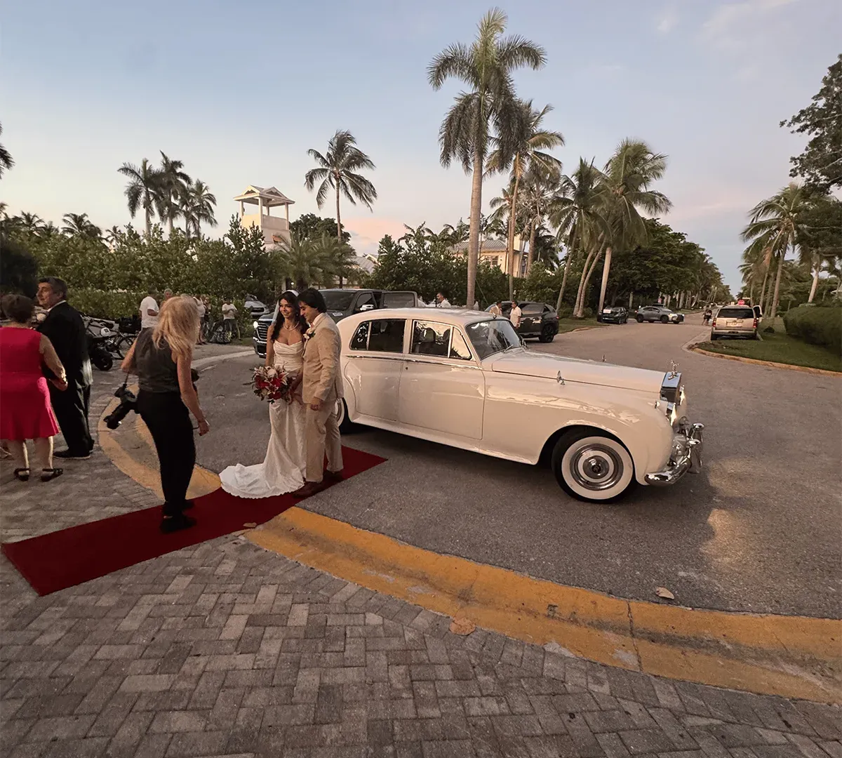 White 1960 Rolls Royce Silver Cloud exterior for wedding car rental in Pinetta, FL