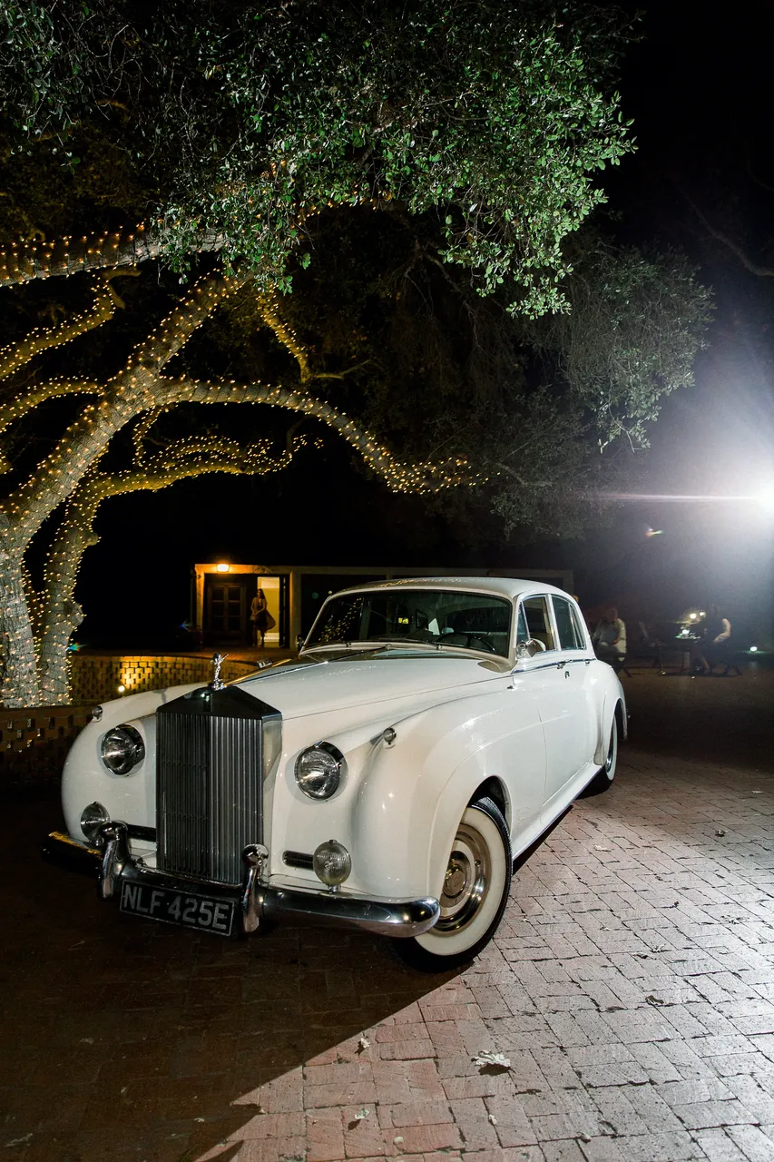 White 1960 Rolls-Royce Silver Cloud II exterior, photo 7 for wedding car rental in Tarzana, CA