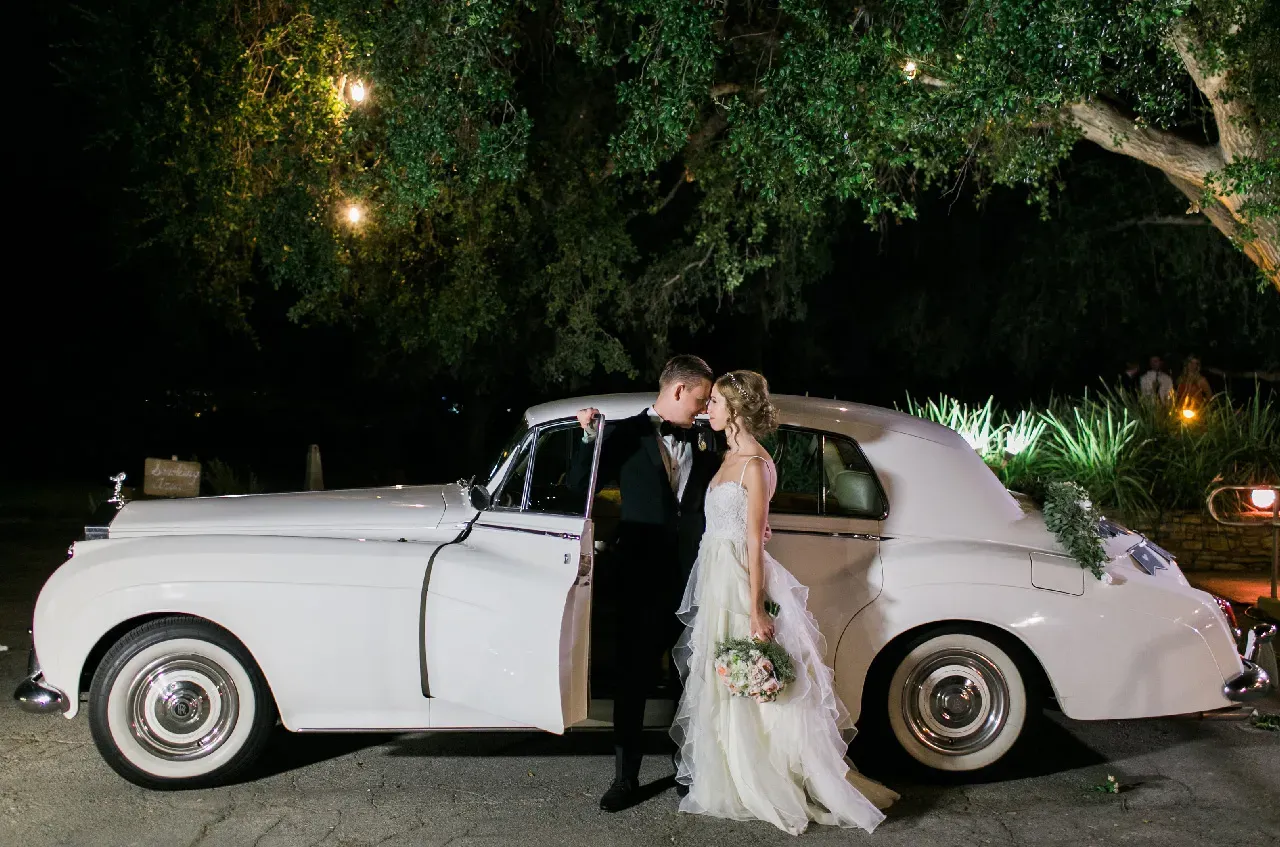 White 1960 Rolls-Royce Silver Cloud II exterior, photo 3 for wedding car rental in Tarzana, CA