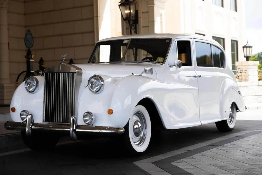 1962 Rolls Royce Austin Princess Stretch Limousine exterior for limo rental in Danforth, ME