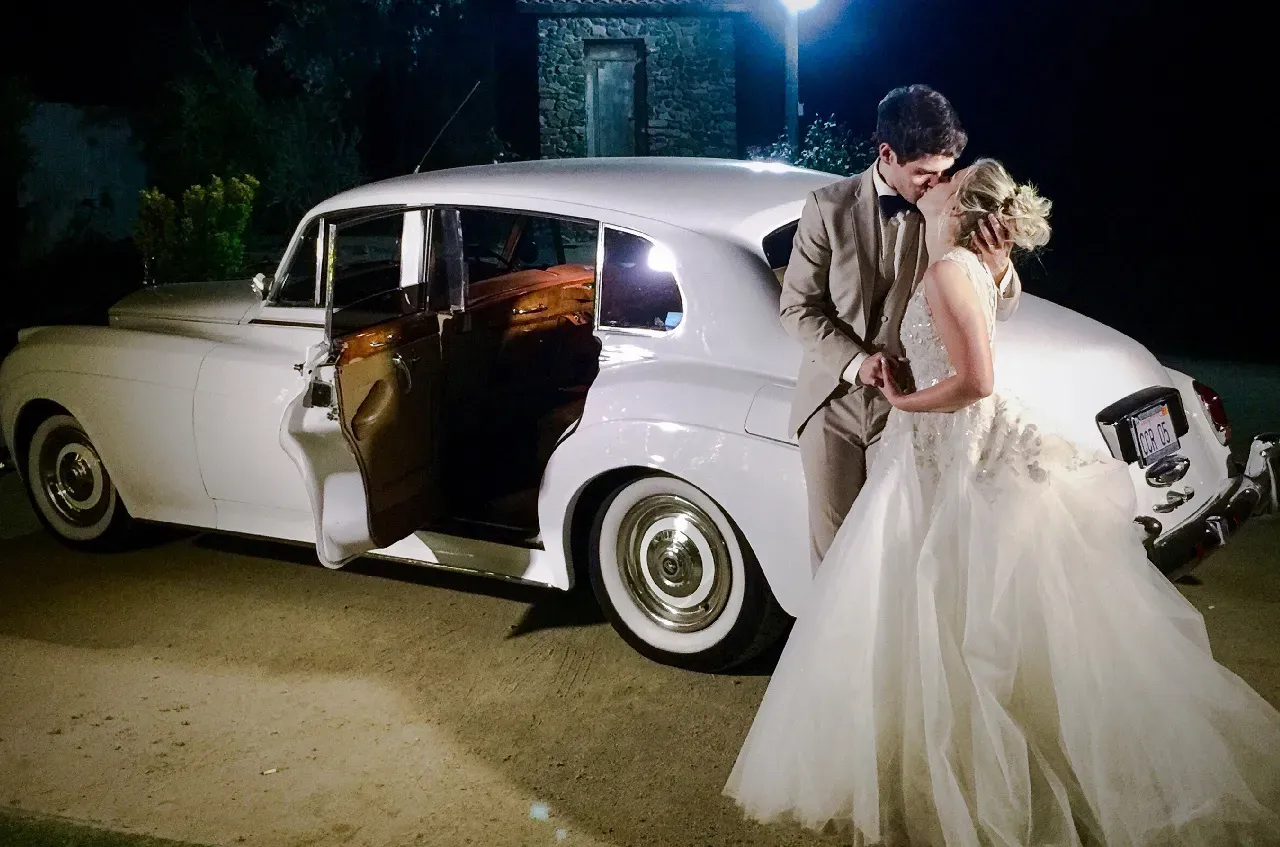White 1962 Rolls-Royce Silver Cloud II LWB exterior, photo 3 for wedding car rental in Tarzana, CA