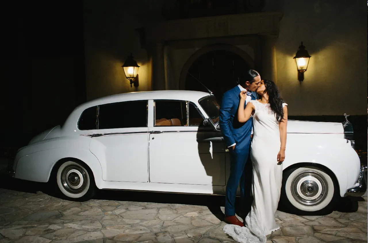 White 1962 Rolls-Royce Silver Cloud II LWB exterior, photo 5 for wedding car rental in Tarzana, CA