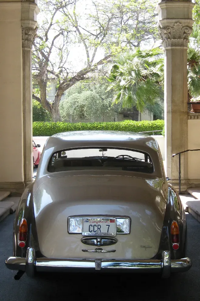 Gray 1963 Rolls-Royce Silver Cloud III exterior, photo 7 for wedding car rental in Tarzana, CA