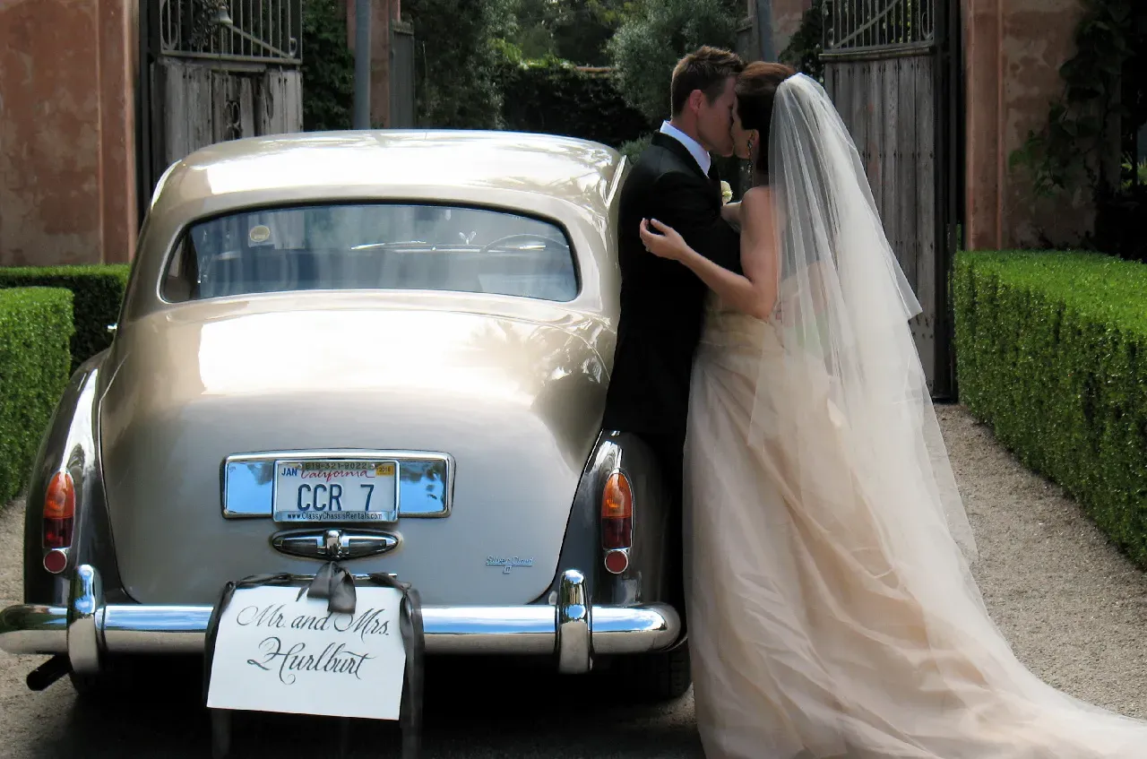 Gray 1963 Rolls-Royce Silver Cloud III exterior, photo 4 for wedding car rental in Tarzana, CA