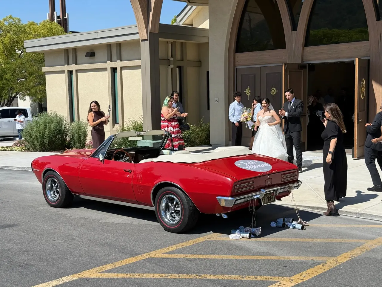 Red 1967 Pontiac Firebird, photo 2 for wedding car rental in San Jose, CA