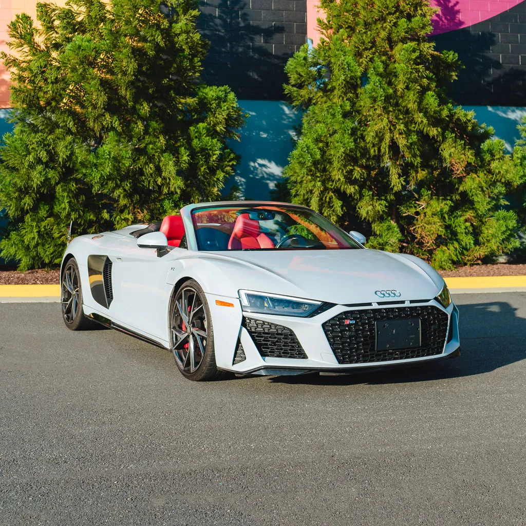 Silver 2022 Audi R8 V10 Spyder Iblis, photo 3 for wedding car rental in Rockville, MD