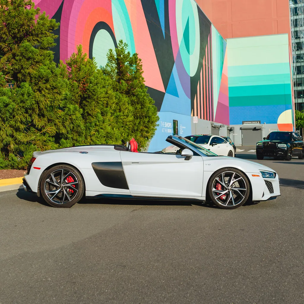 Silver 2022 Audi R8 V10 Spyder Iblis, photo 6 for wedding car rental in Rockville, MD