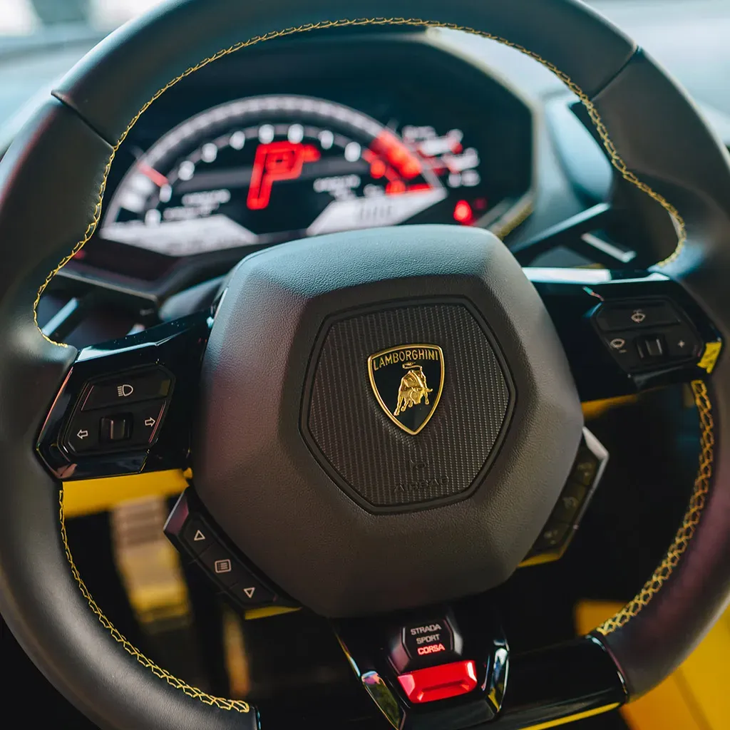 Gold 2022 Lamborghini Huracan EVO Giallo Orion, photo 11 for wedding car rental in Rockville, MD