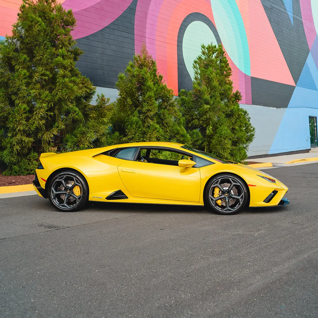 Gold 2022 Lamborghini Huracan EVO Giallo Orion, photo 3 for wedding car rental in Rockville, MD