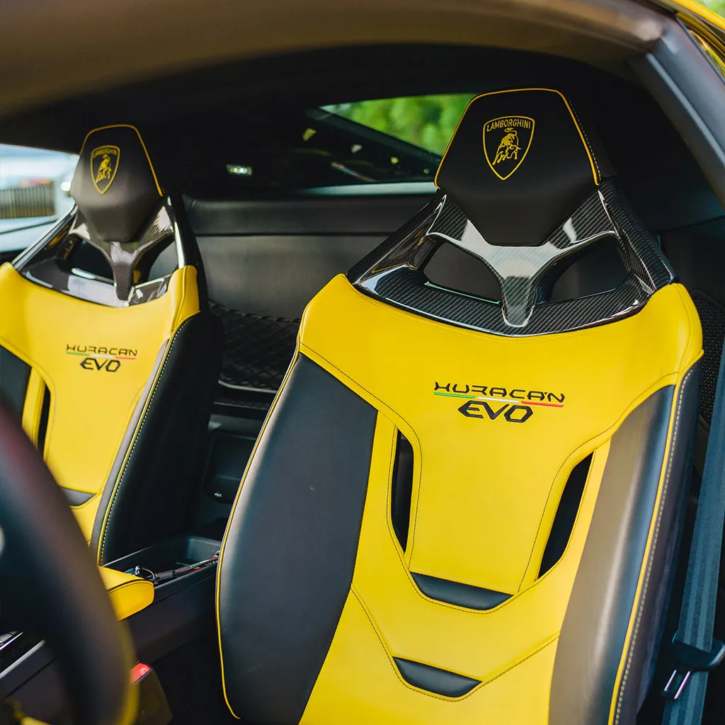 Gold 2022 Lamborghini Huracan EVO Giallo Orion, photo 4 for wedding car rental in Rockville, MD