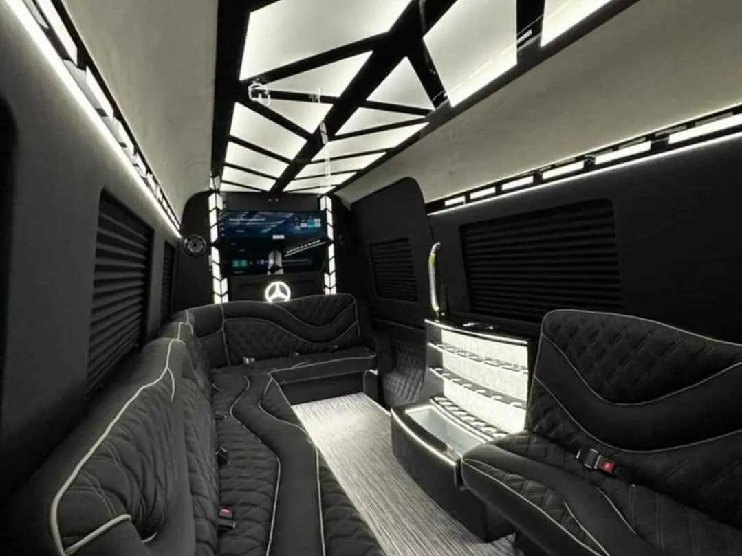 Black 2026 Mercedes-Benz Sprinter Limousine (Sylvester); view 3