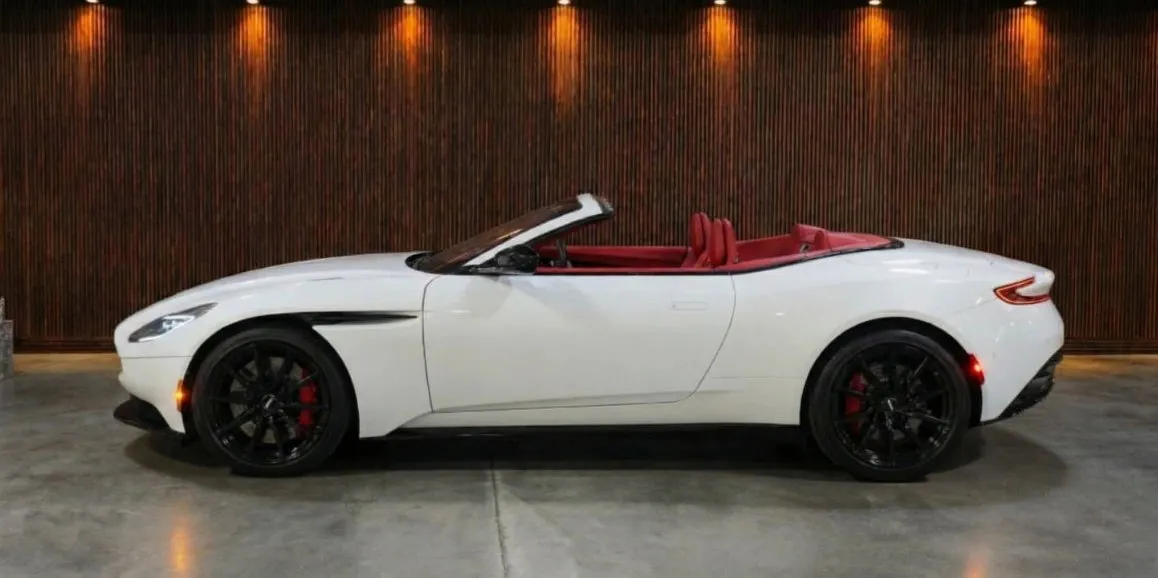 White Aston Martin DB11 exterior with convertible roof, photo 3 for wedding car rental in Hempstead, NY