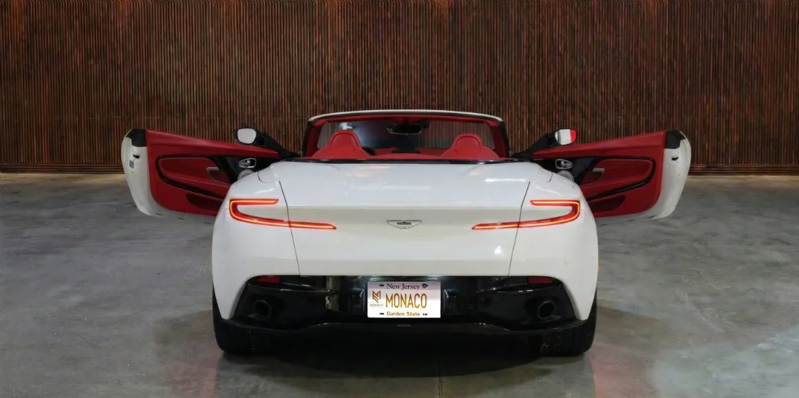 White Aston Martin DB11 exterior with convertible roof, photo 5 for wedding car rental in Hempstead, NY