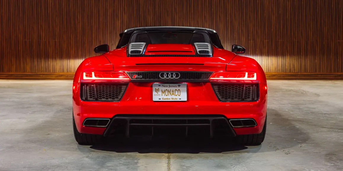 Red Audi R8 exterior, photo 4 for wedding car rental in Deer Park, NY
