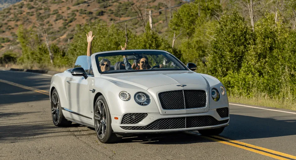 White Bentley Continental GT with convertible roof for wedding car rental in Napa, CA