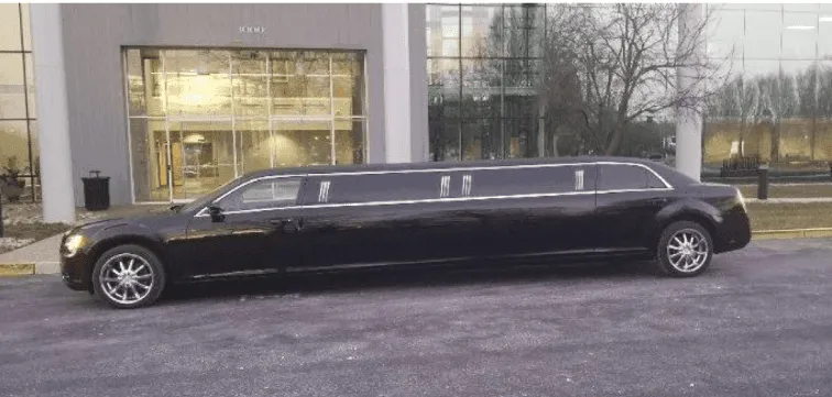 White Black Chrysler Limousine White Black Chrysler Limousine; tinted windows