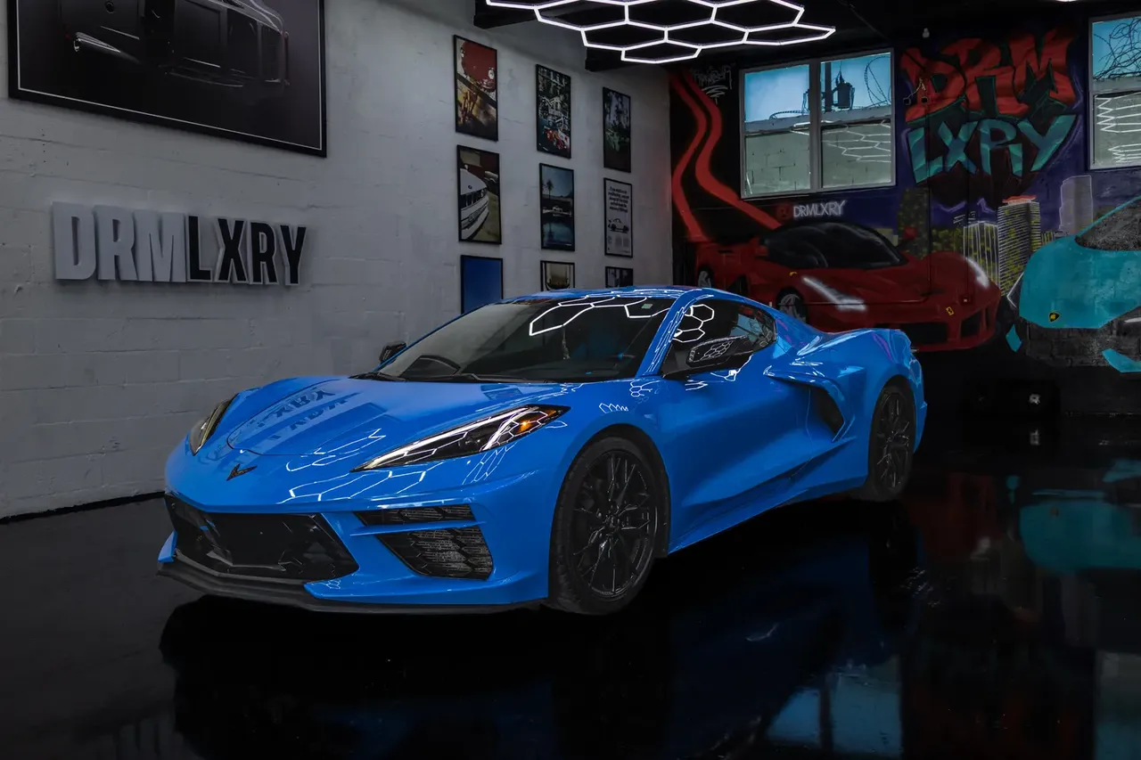 Blue Chevrolet Corvette Stingray Coupe for wedding car rental in Miami, FL Blue Chevrolet Corvette Stingray Coupe for wedding car rental in Miami, FL