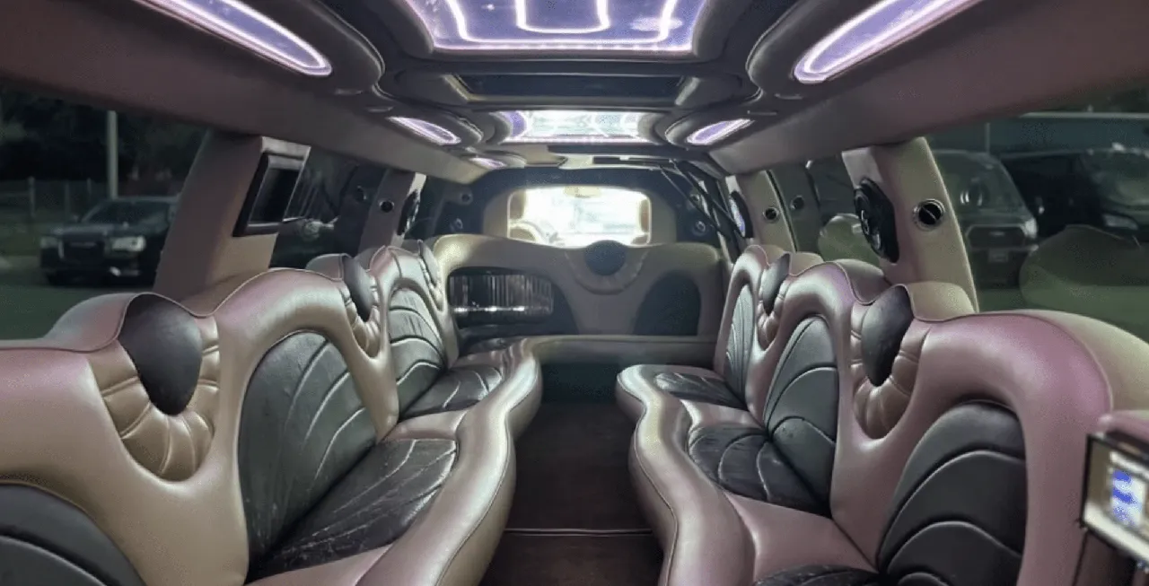 Cadillac Escalade Limo interior for prom car rental in Florida Cadillac Escalade Limo interior for prom car rental in Florida