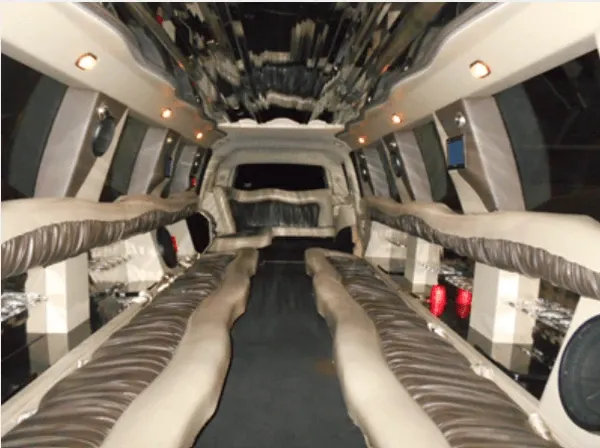 White Cadillac Escalade Limousine; view 2