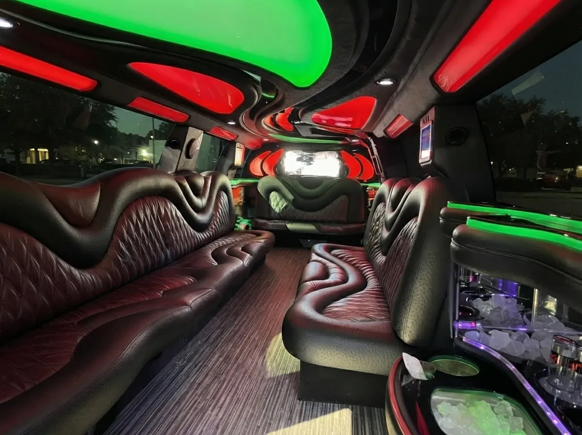 White Cadillac Escalade Limousine; view 2