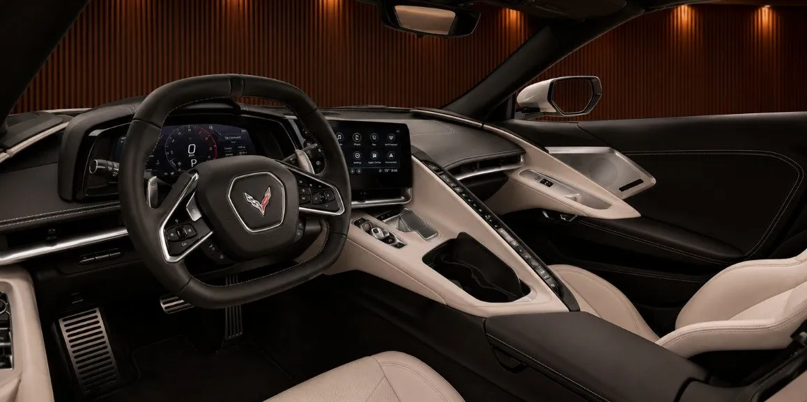 Chevrolet Corvette interior for wedding car rental in Deer Park, NY