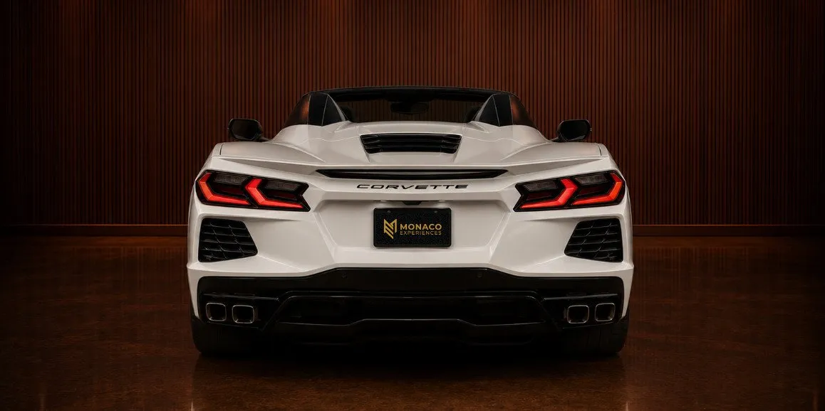 White Chevrolet Corvette exterior, photo 4 for wedding car rental in Deer Park, NY