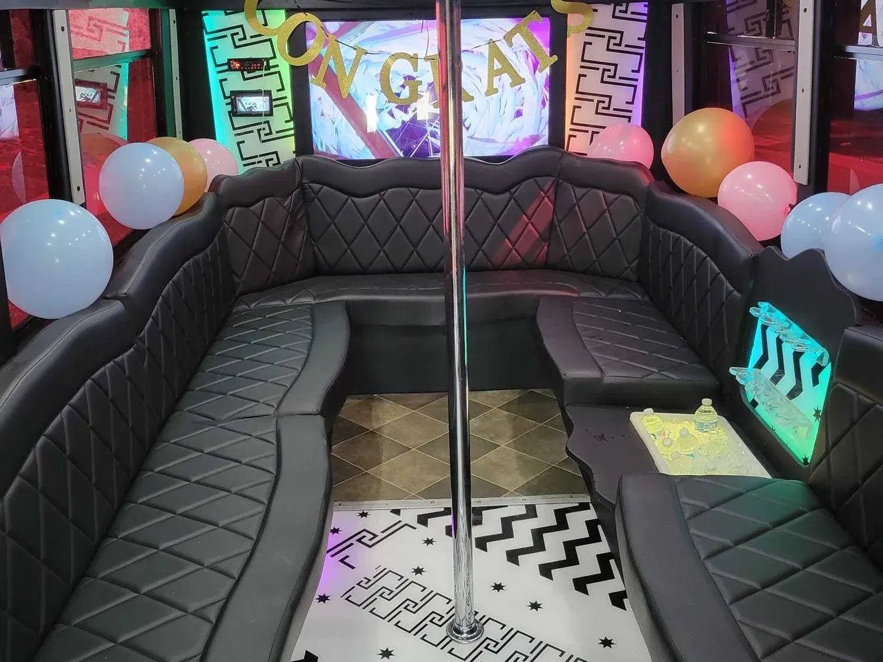 White Chevrolet Party Bus; view 3