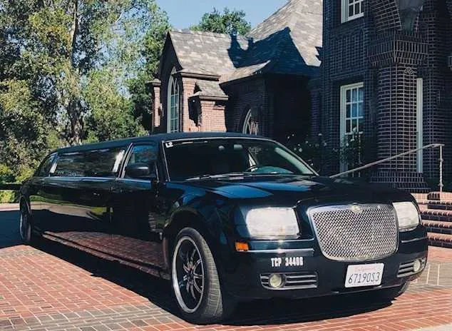 Black Chrysler 300 Stretch Limousine for limo rental in Burson, CA