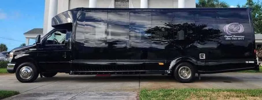 Black Dark Shadow /2019 ( 20 Passenger Luxury Party Bus exterior, photo 4 for party bus rental in Palm Coast, FL