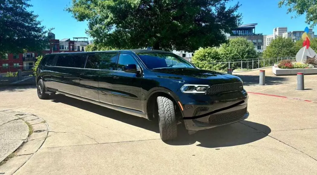 Black Dodge Durango Stretch Limousine with tinted windows for limo rental in Chattanooga, TN