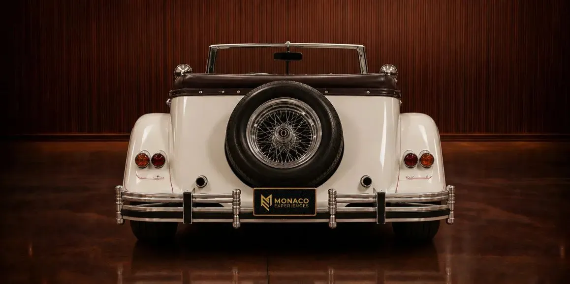 White Excalibur Phaeton (Vintage) exterior with convertible roof, photo 5 for wedding car rental in Toms River, NJ White Excalibur Phaeton (Vintage) exterior with convertible roof, photo 5 for wedding car rental in Toms River, NJ