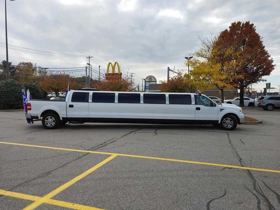 White F150 Limousine with tinted windows for limo rental in Pittsburgh, PA