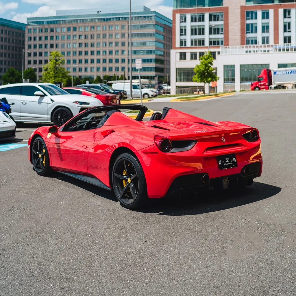 Ferrari 488 Spider Rosso Red, photo 5 for wedding car rental in Rockville, MD
