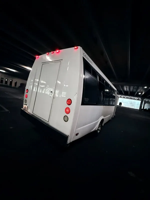 White Ford E-450 Series Party Bus exterior, photo 10 for party bus rental in North Attleboro, MA