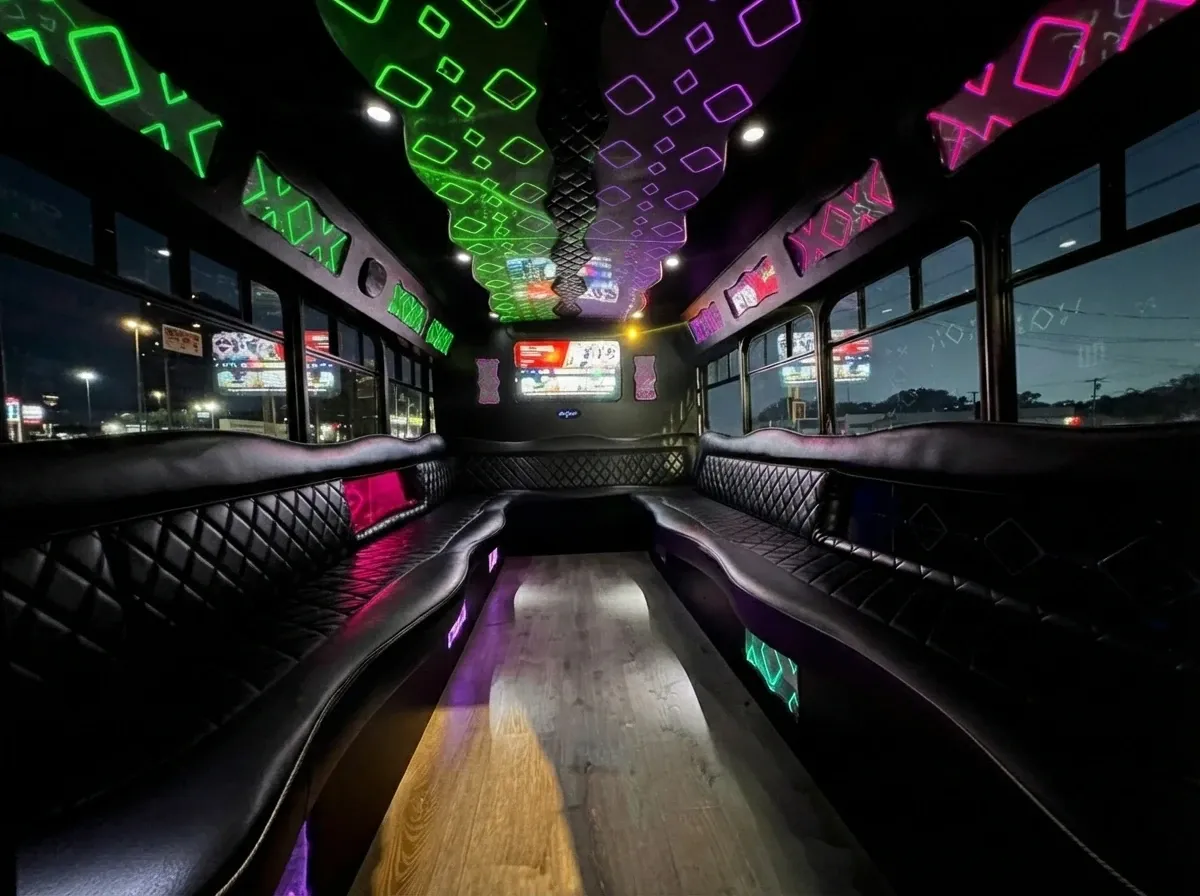 White Ford E-450 Series Party Bus; view 2