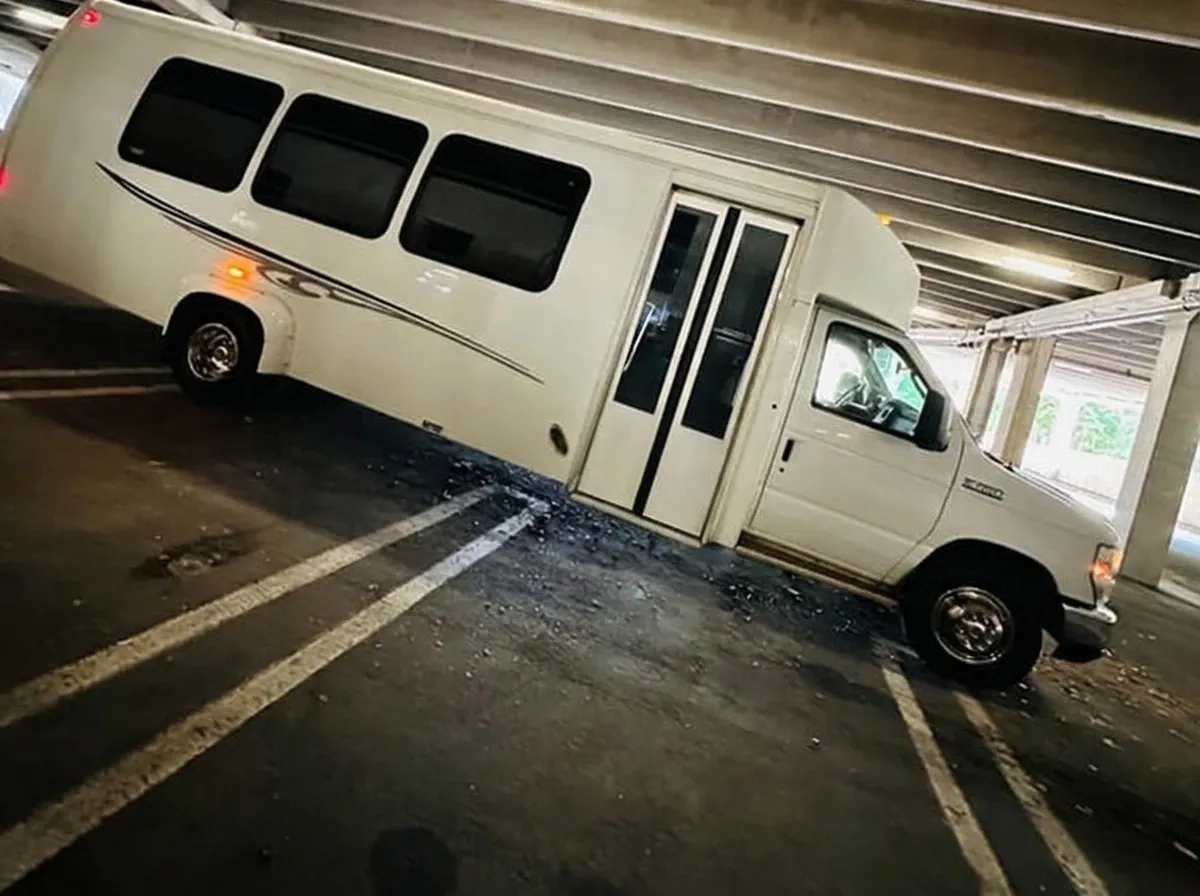 White Ford E-450 Series Party Bus; view 2