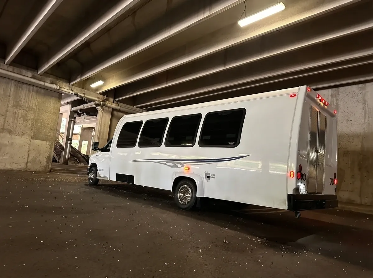 White Ford E-450 Series Party Bus; view 3