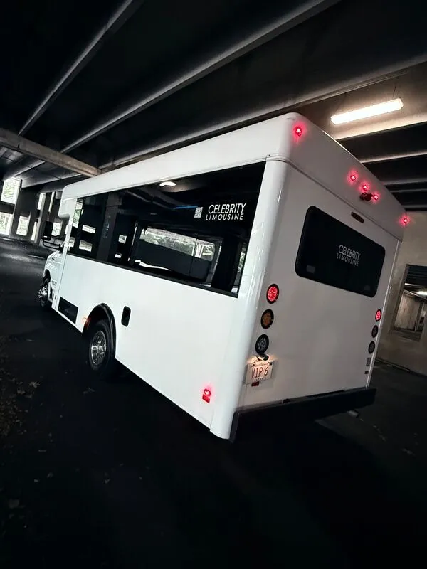 White Ford E-450 Series Party Bus exterior, photo 9 for party bus rental in North Attleboro, MA