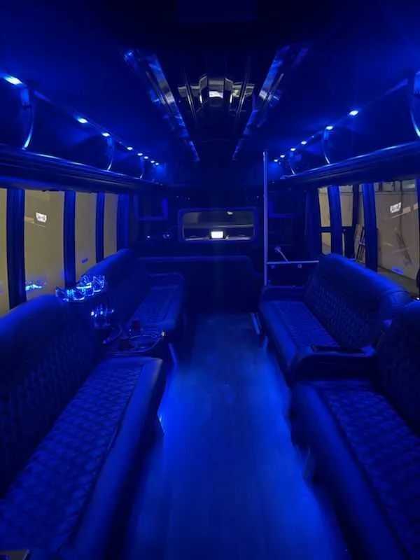 Ford F550 Party Bus Limo interior for party bus rental in Palm Coast, FL