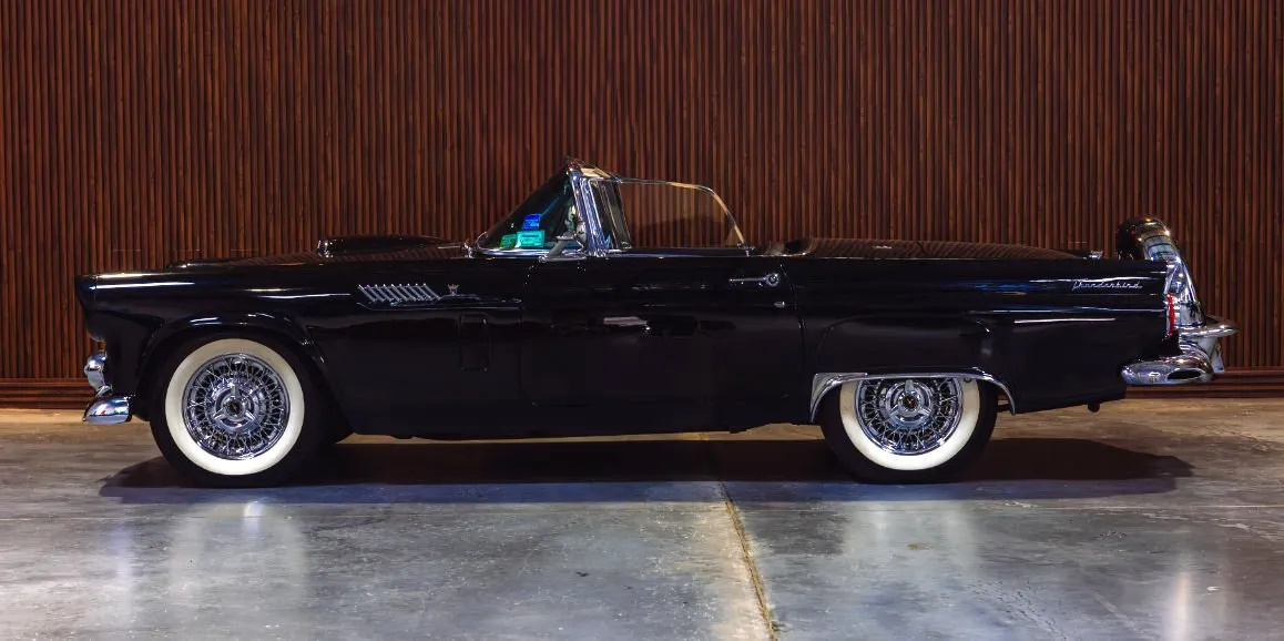 Ford Thunderbird Black exterior with convertible roof for wedding car rental