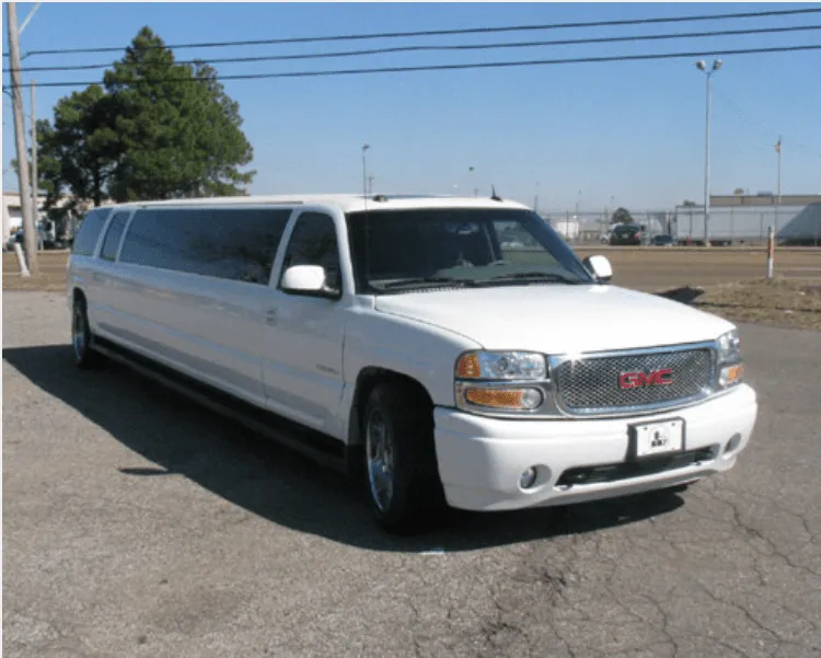 White GMC Denali Limousine for limo rental