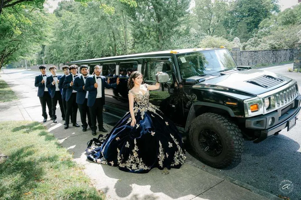Black Hummer H2 Limousine exterior, photo 2 for hummer limo rental in North Carolina