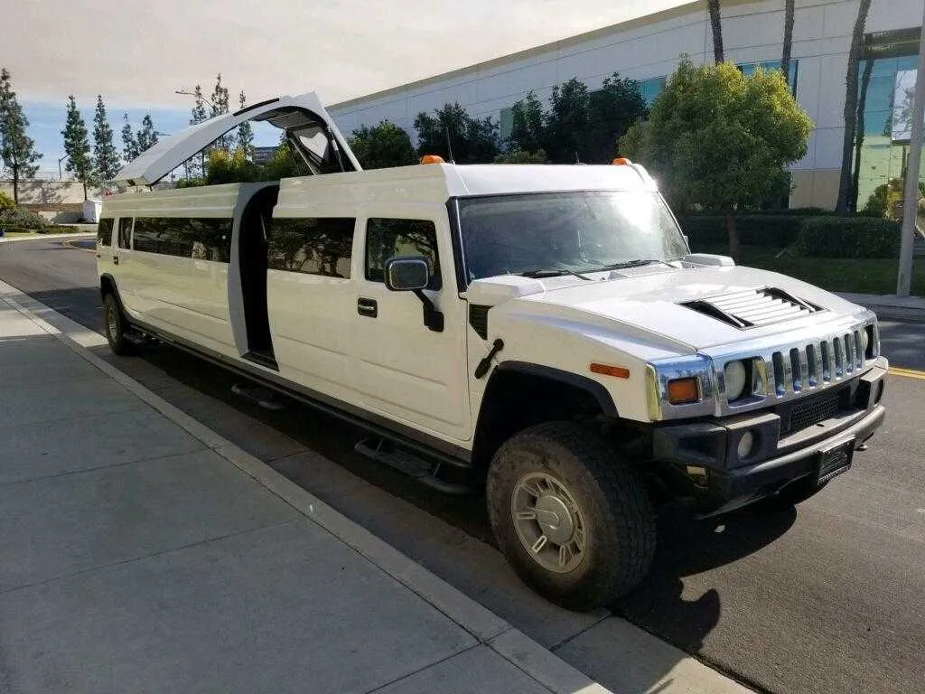 White Hummer Limo exterior, photo 2 for hummer limo rental