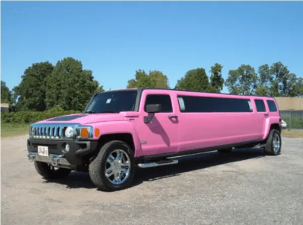 Pink Hummer Limousine; tinted windows