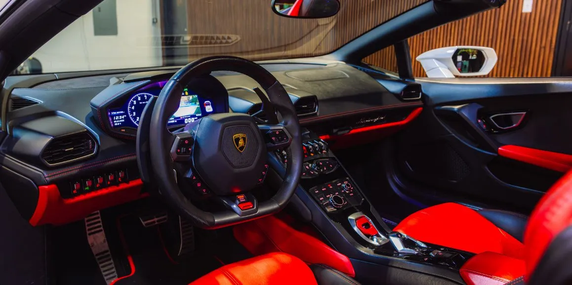 Lamborghini Huracan interior for wedding car rental in Deer Park, NY