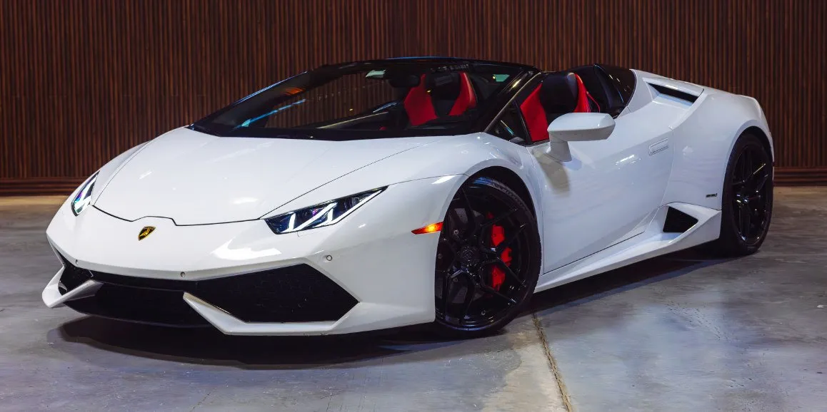 White Lamborghini Huracan for wedding car rental in Deer Park, NY