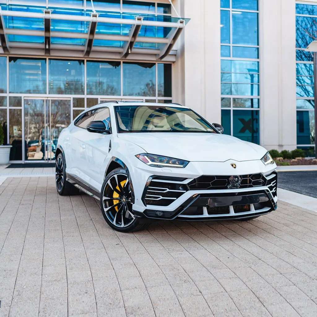 White Lamborghini Urus Omnino Albus for wedding car rental in Rockville, MD White Lamborghini Urus Omnino Albus for wedding car rental in Rockville, MD