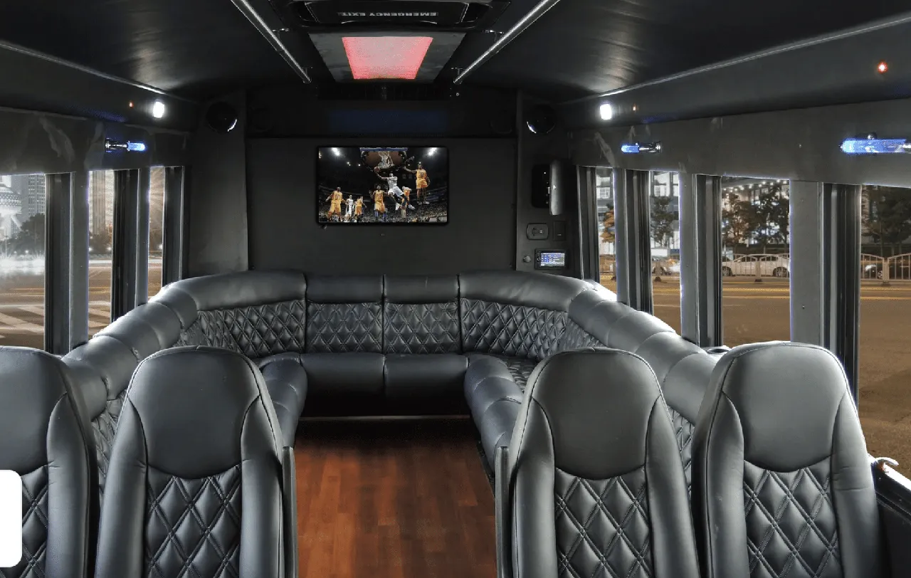 Limo Coach interior for party bus rental